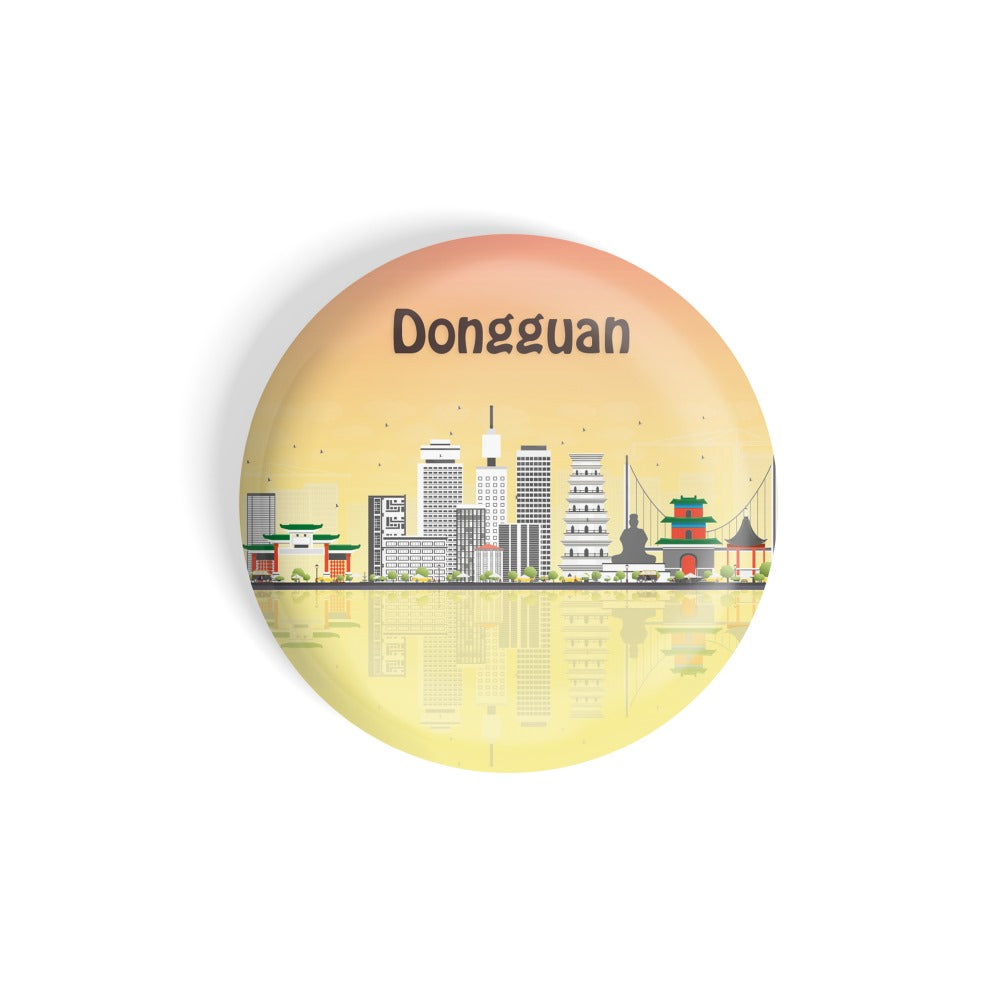 dhcrafts Round Fridge Magnet Multicolour Places Dongguan City In China Glossy Finish Design Pack of 1 (75 mm)